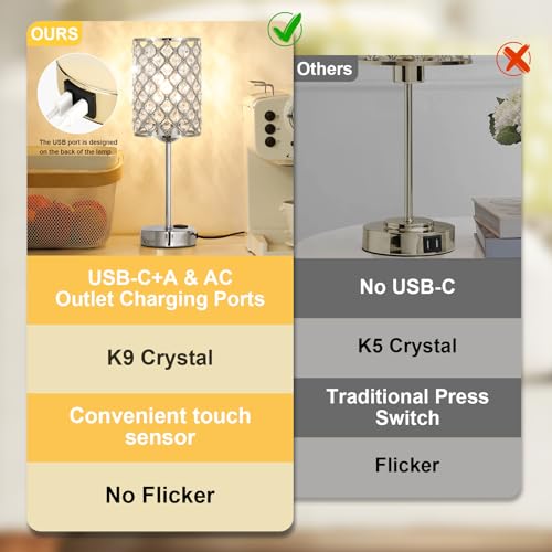 Sliver Crystal Table Lamp with Touch Control