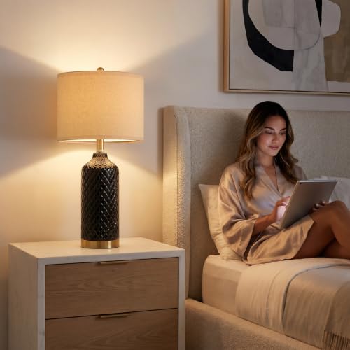 24.25" Ceramic Table Lamps for Living Room Bedroom Modern Lamps Set of 2 (2 Count)