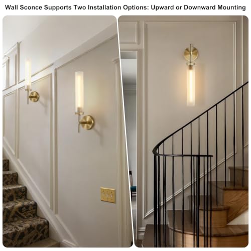 Modern Hardwired Frosted Glass Bathroom Wall Sconces