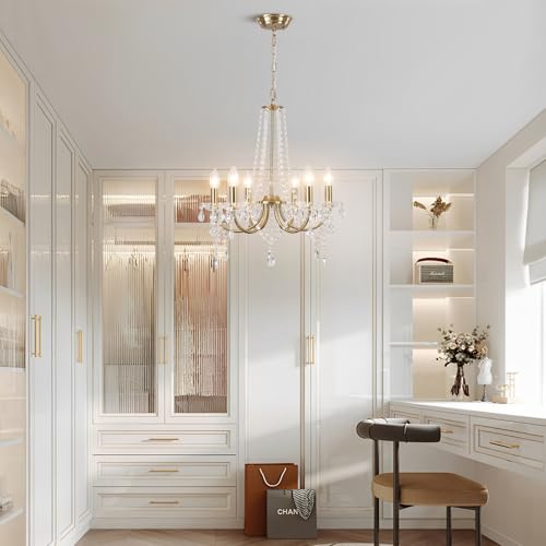 Crystal Gold Chandeliers for Dining Room Modern Ceiling Light Fixture