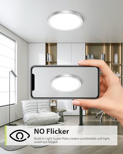 2PACK Flush Mount LED Ceiling Light Fixture Brushed Nickel (2 Count)