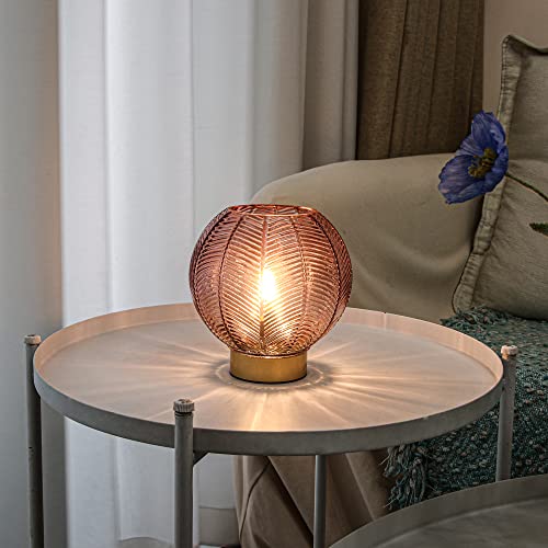 Battery Operated Decorative Glass Table Lamp with Timer Red
