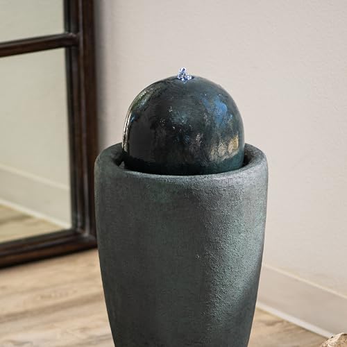 25.98" Modern Sphere Water Fountain with LED Light
