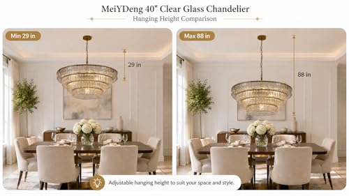 4 Tier 40 Inch Clear Crystal Glass Chandeliers