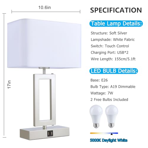 Table Lamp Set of 2 Lamps for Bedroom (2 Count)