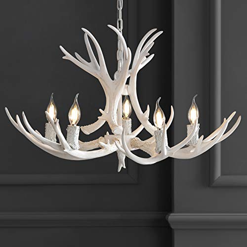 Eldora 5 Light Resin Antler Chandelier 30"