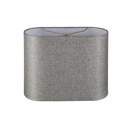 37002 Contemporary Oval Hardback Shaped Spider Construction Lamp Shade in Sliver Grey