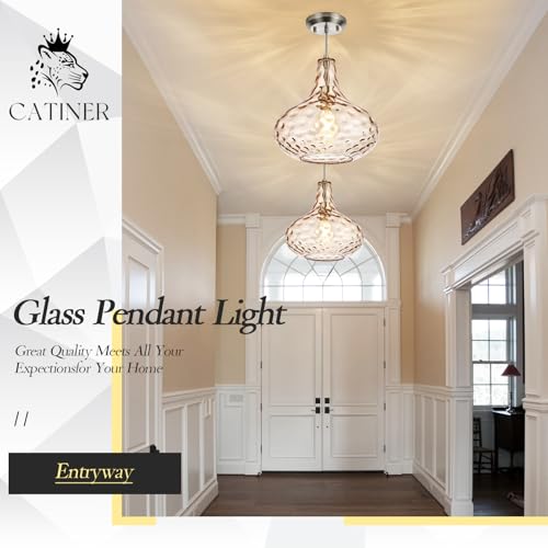11" Amber Hammered Glass Pendant Light