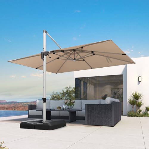 Patio Umbrella with Base Included 9' X 12' Solar Light