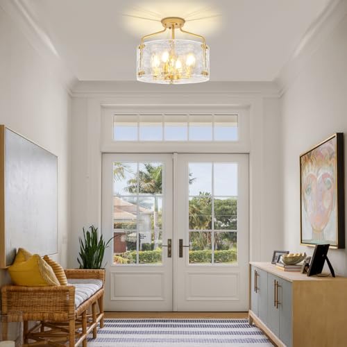 Gold Semi Flush Mount Ceiling Lights Modern Entryway Hallway Light Fixture