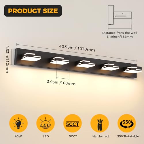 5 Light 5CCT Modern Bathroom Vanity Light Fixtures