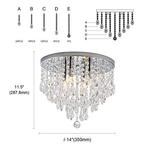 4 Light Crystal Chandeliers Flush Mount