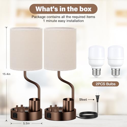 Bedside Lamps for Bedroom Set of 2 (2 Count)