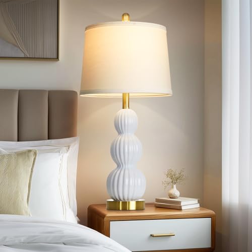 28" White Ceramic Table Lamps Set of 2 (2 Count)