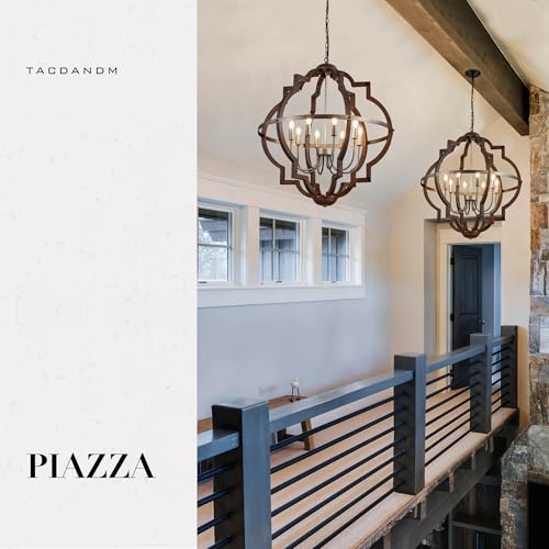 8 Light Farmhouse Chandelier Wood Pendant Light Fixtures