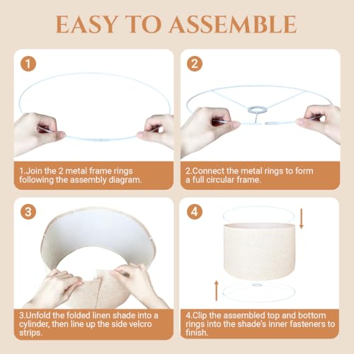 Beige Large Drum Lamp Shade for Floor Lamps