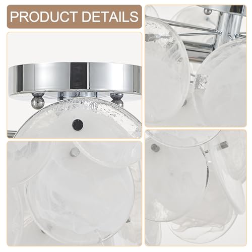 Modern Flush Mount Glass Ceiling Light Chrome Finish