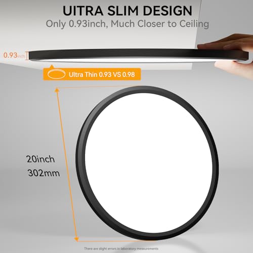 5CCT 3000k//3500k/4500k//5000k/6000k Selectable, Dimmable Led Flush Mount Ceiling Light, 20 Inch 5000LM Round Modern Flat Panel,Super Slim for Living Dining Kitchen Bedroom Room
