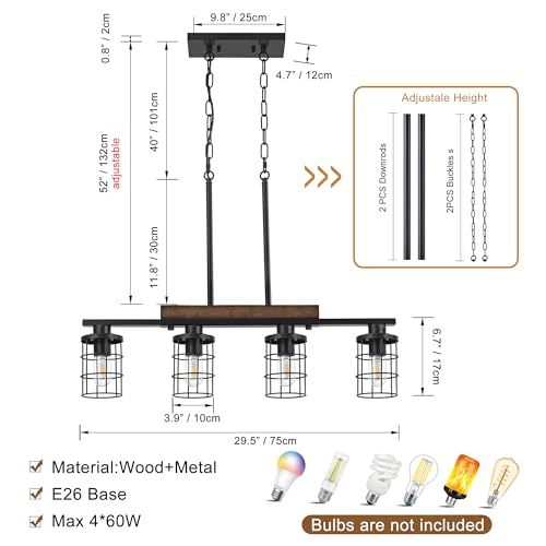 4 Light Farmhouse Kitchen Light Fixture