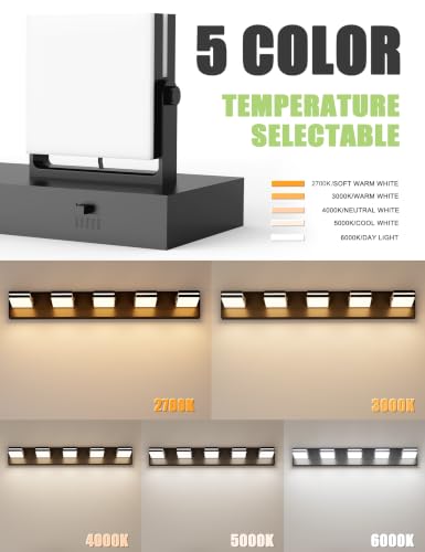 5 Light Bathroom Vanity Light (Black-5CCT / 34.3-Inch)
