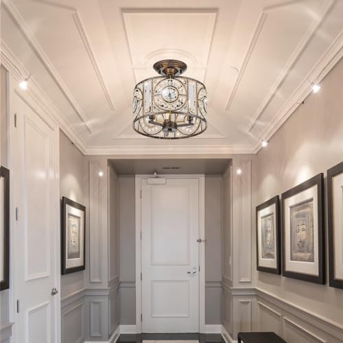 Vintage Crystal Drum Chandelier