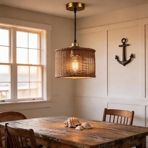 UL Listed] Vintage Brass Pendant Light Kit Industrial