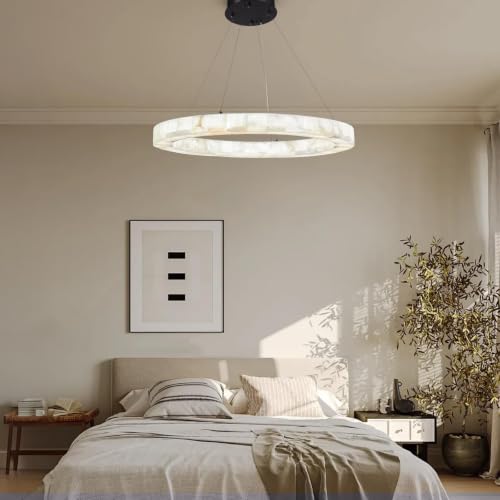 Alabaster Chandelier Spanish Natural Marble Round D30in Chandeliers