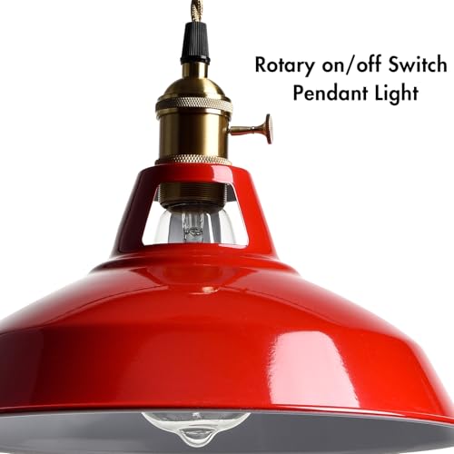 Industrial Modern Pendant Light Kitchen Island Red Metal Barn Fixture
