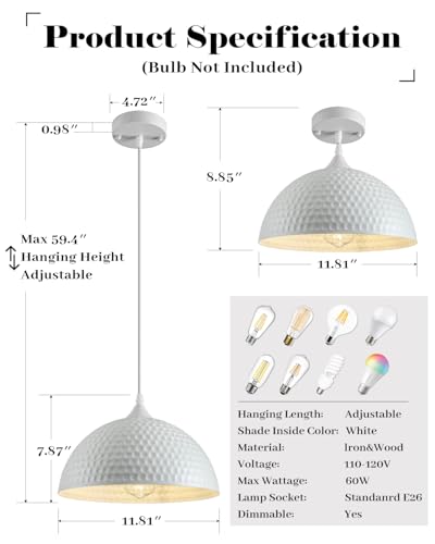 Hammered Dome Pendant Light 1 Pack