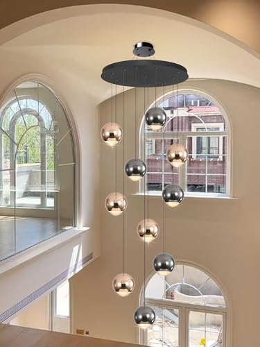 10 Light LED Staircase Chandelier Crystal Ceiling Lights Large Chandeliers for High Ceilings