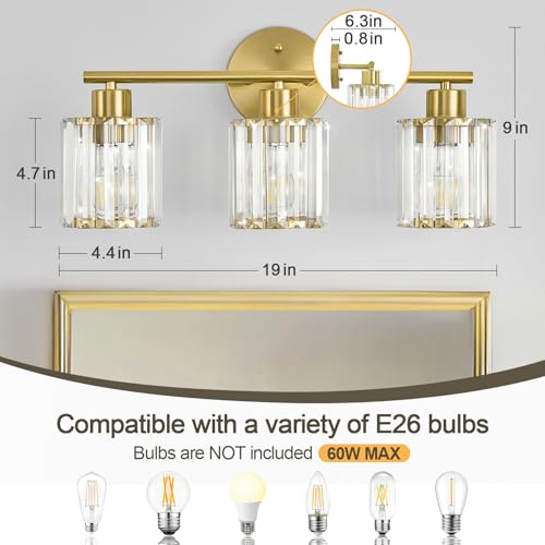 Modern Gold Crystal Bathroom Light Fixtures