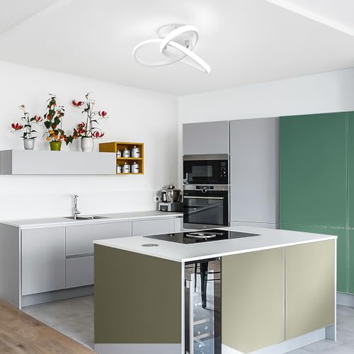 Hallway Light Fixtures 6000K Cool White Modern Led Ceiling Light Fixtures Close to Ceiling Light for Hallway Kitchen Bedroom Bathroom Curved Design Ceiling Lamps