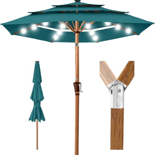 10ft 3 Tier Solar Patio Market Umbrella
