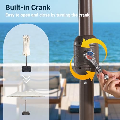 15 Ft Umbrella Outdoor Patio Solar Lights With Base