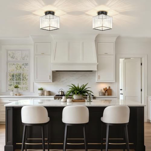 Modern Black Ceiling Light Fixture Crystal Hallway Entryway Light Fixtures