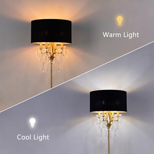 Drum Shade Gold Crystal Table Lamp