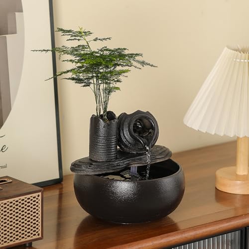 Ceramic Tabletop Fountain Water Feature Fall Indoor and Outdoor Decoration