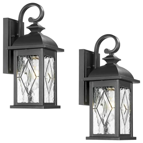 Outdoor Lights for House 15 Inch Outdoor Wall Sconce Matte Black Finish Outdoor Porch Light for Front Door Garage 2 Pack E26 Socket (2 Count)