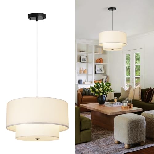 18" Drum Fabric Pendant Light (3 Count)