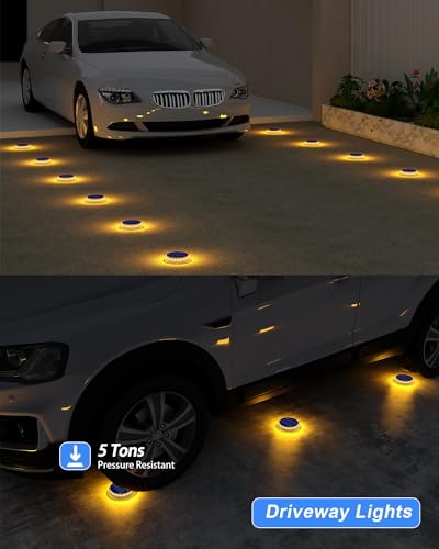 Flat Solar Deck Step Lights Outdoor 4 Pack Warm White Round (4 Count)