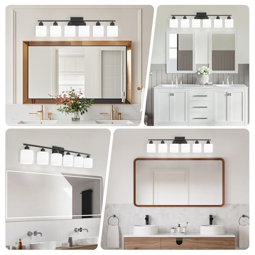 6 Light Black Vanity Lights for Bathroom