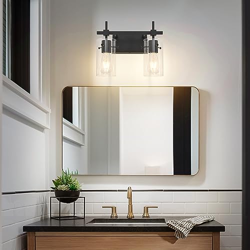 Vintage 2 Lights Bathroom Light Fixtures Wall Sconces Black Vanity Lights for Bathroom Vanity Lighting Fixtures Wall Light Fixtures Bathroom Vanity Lights BK