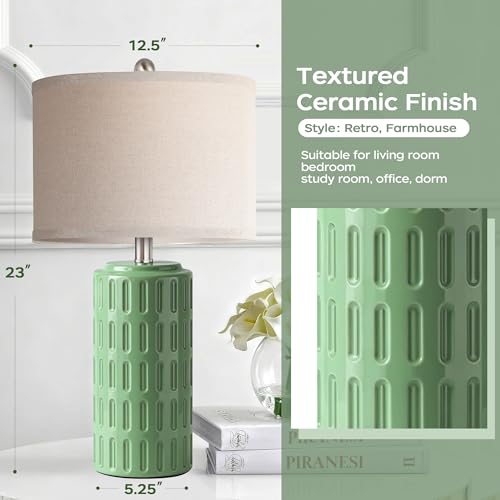 23" Farmhouse Modern Ceramic Table Lamp Set of 2 (2 Count)