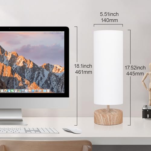 Touch Table Lamp with Wood Grain Metal Base