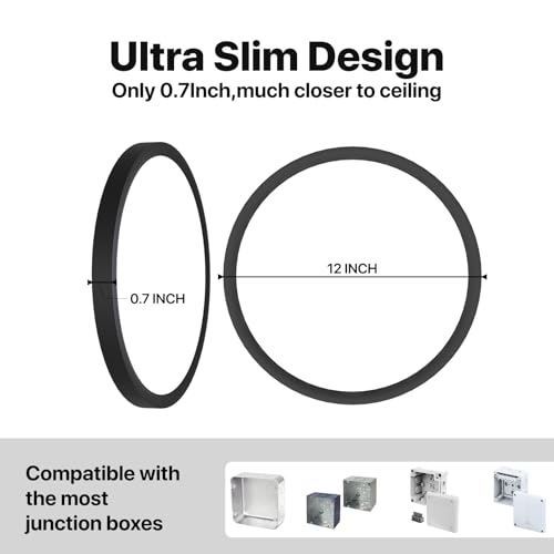 12 Inch Black LED Flush Mount Ceiling Light Fixture (6 Count)