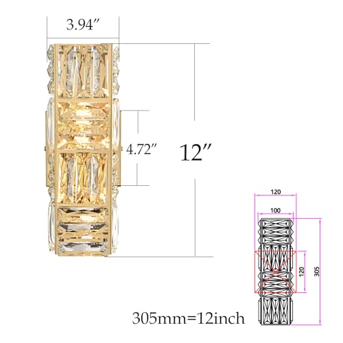 12 Inch Crystal Wall Sconce Gold Sconces Wall Lighting