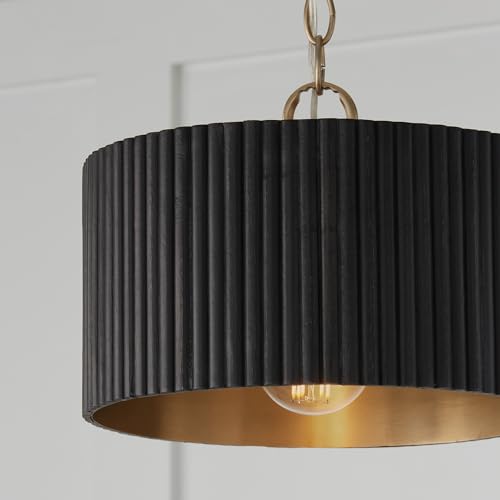 Capital Lighting 250711KR Donovan Modern Mango Wood Drum Convertible Semi Flush