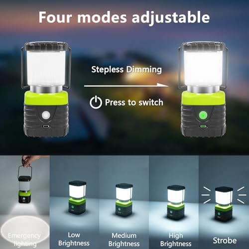 2PCS White LED Camping Lantern Rechargeable for Power Outages (16.8 Ounce)