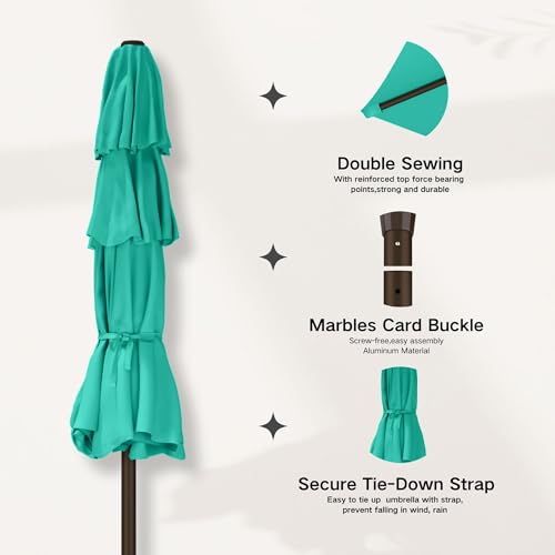 9ft 3 Tier Patio Umbrella with Solar Lights
