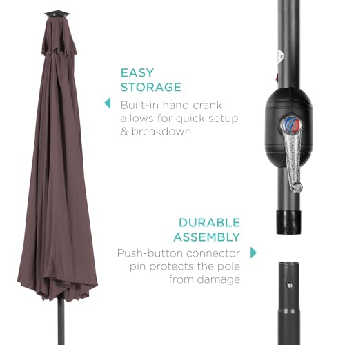 10ft Solar Polyester LED Lighted Patio Umbrella w